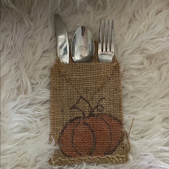 Rustic Burlap Pumpkin Utensil Holders - Picture 2 of 9